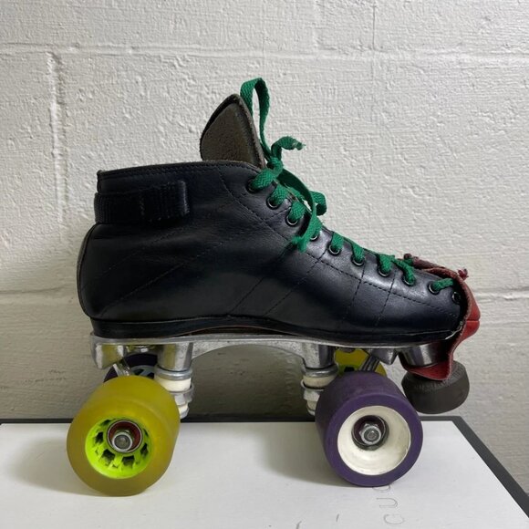 Vintage Riedell 595 Roller Skates Black Leather Lace up Men's Size 5 Made USA - Picture 3 of 13